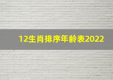 12生肖排序年龄表2022