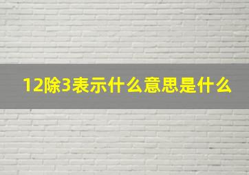 12除3表示什么意思是什么