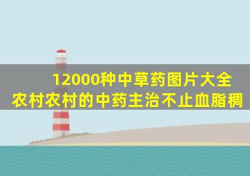 12000种中草药图片大全农村农村的中药主治不止血脂稠