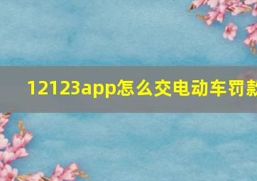 12123app怎么交电动车罚款