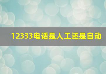 12333电话是人工还是自动