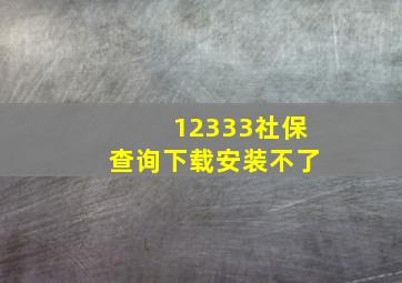 12333社保查询下载安装不了