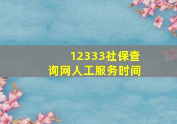 12333社保查询网人工服务时间