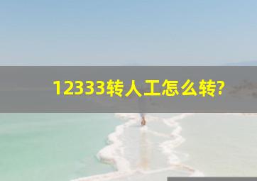 12333转人工怎么转?