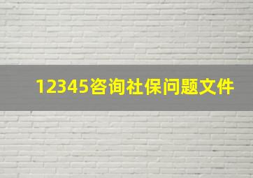 12345咨询社保问题文件