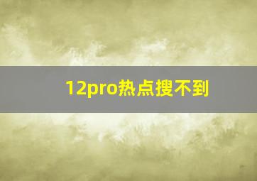 12pro热点搜不到