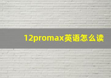 12promax英语怎么读