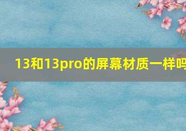 13和13pro的屏幕材质一样吗