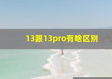 13跟13pro有啥区别