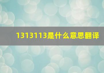 1313113是什么意思翻译