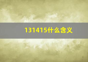 131415什么含义