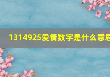 1314925爱情数字是什么意思