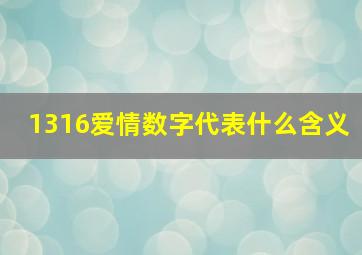 1316爱情数字代表什么含义