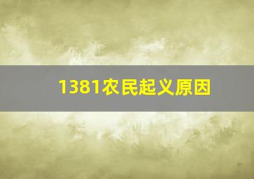 1381农民起义原因