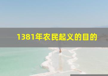 1381年农民起义的目的