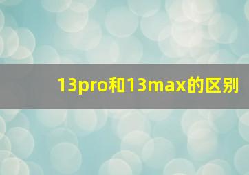 13pro和13max的区别