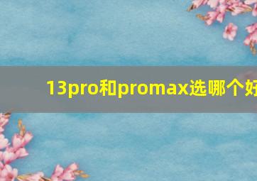 13pro和promax选哪个好