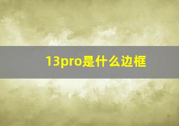 13pro是什么边框