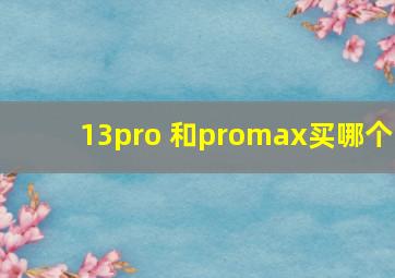 13pro 和promax买哪个