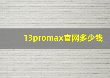 13promax官网多少钱