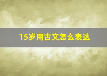 15岁用古文怎么表达