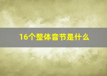 16个整体音节是什么