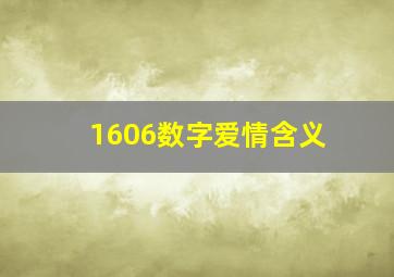 1606数字爱情含义