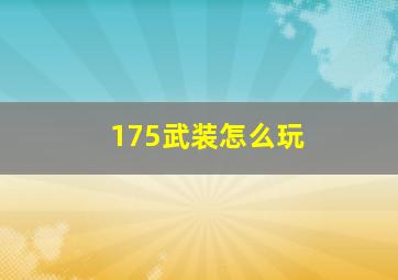 175武装怎么玩