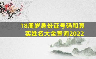 18周岁身份证号码和真实姓名大全查询2022