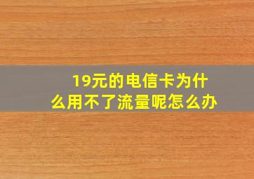 19元的电信卡为什么用不了流量呢怎么办