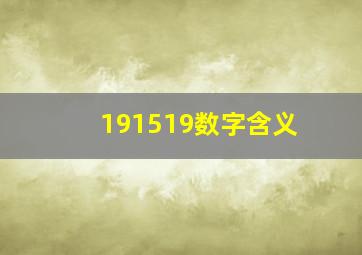 191519数字含义