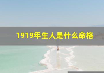 1919年生人是什么命格