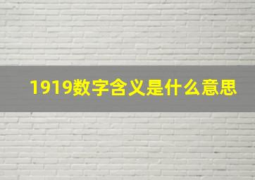 1919数字含义是什么意思