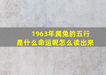 1963年属兔的五行是什么命运呢怎么读出来