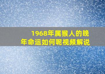 1968年属猴人的晚年命运如何呢视频解说