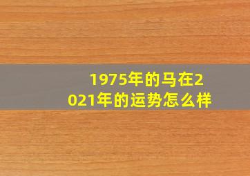 1975年的马在2021年的运势怎么样