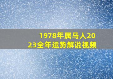 1978年属马人2023全年运势解说视频