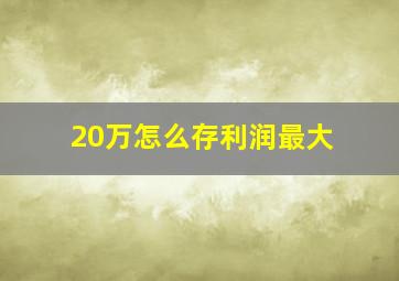 20万怎么存利润最大