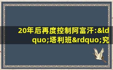 20年后再度控制阿富汗:“塔利班”究竟是个什么组织?