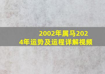 2002年属马2024年运势及运程详解视频