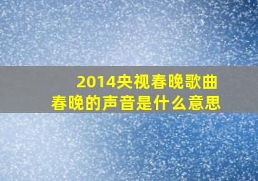 2014央视春晚歌曲春晚的声音是什么意思