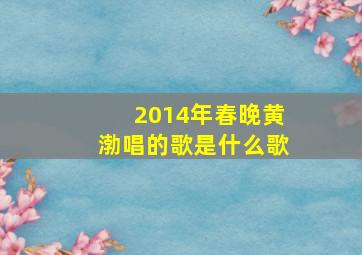 2014年春晚黄渤唱的歌是什么歌