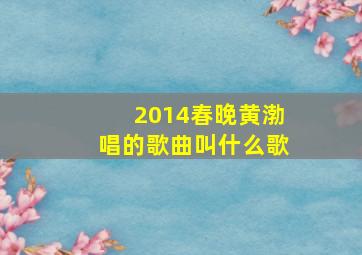 2014春晚黄渤唱的歌曲叫什么歌