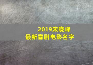 2019宋晓峰最新喜剧电影名字