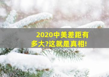 2020中美差距有多大?这就是真相!