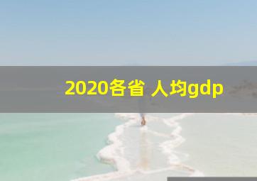 2020各省 人均gdp