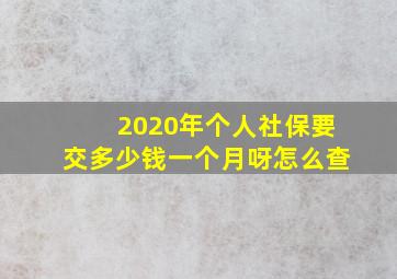 2020年个人社保要交多少钱一个月呀怎么查