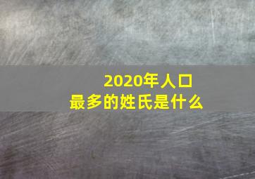 2020年人口最多的姓氏是什么