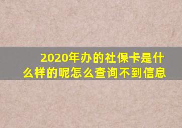 2020年办的社保卡是什么样的呢怎么查询不到信息