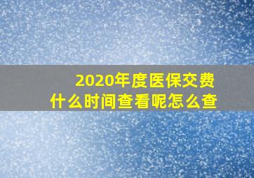 2020年度医保交费什么时间查看呢怎么查